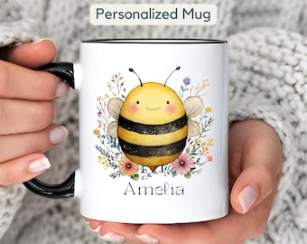 Personalized Bee Mug Gift Custom Bumble Bee Mug Gifts Honey Bee Mug Gift for Her Sister Daughter Budget Birthday Mug Gift Office Work Gifts