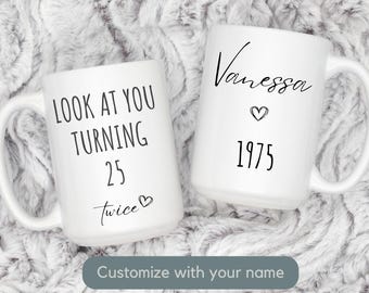 Gepersonaliseerde 50e verjaardagscadeau voor vrouwen, 50e verjaardag mok aangepaste verjaardagscadeau grappig 50e koffiekopje, aangepaste cadeau voor 50-jarige vrouw