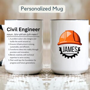 Taza de ingeniero civil personalizada, regalo para ingeniero civil, taza de ingeniero civil, regalo de taza de ingeniero civil personalizada, nueva taza de ingeniero civil, regalo de taza de agradecimiento
