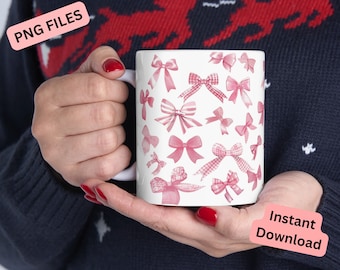 Tazza Coquette con fiocco rosa, regalo per la mamma, tazza con fiocco rosa, regalo per insegnante, regalo per la festa della mamma, design a sublimazione in PNG, download immediato