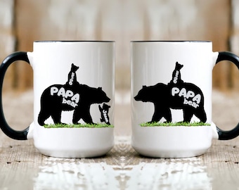 Spersonalizowany kubek Papa Bear Spersonalizowany kubek Papa Bear z młodymi Spersonalizowany kubek Ojca Spersonalizowany kubek Taty Kubek Ojca Kubek Papa z imieniem