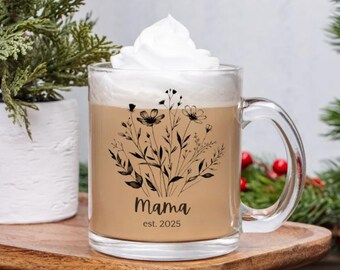 Personalized Flower Name Mug Gift for new Mother Custom Mama Gift, Mother's Day Gift Christmas Gift Wildflower Mug Mom Birthday Grandma Gift