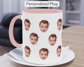 Personalisierte Baby-Gesichtstasse Benutzerdefinierte Baby-Gesichtsfototasse, Vatertagstasse für Papa, Muttertagstasse für Mama, Kinderfototasse, Vatertagsgeschenk