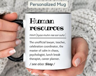 Taza personalizada con definición de recursos humanos, regalo de taza de RR. HH. personalizada, taza de agradecimiento de RR. HH., regalo de taza de café de RR. HH., regalo para RR. HH., taza de café personalizada de RR. HH.