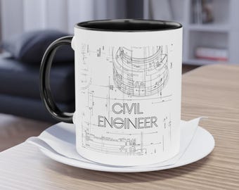 Taza personalizada de ingeniero civil, regalo para ingeniero civil, taza personalizada para oficina de arquitecto, taza con temática de diseño estructural.