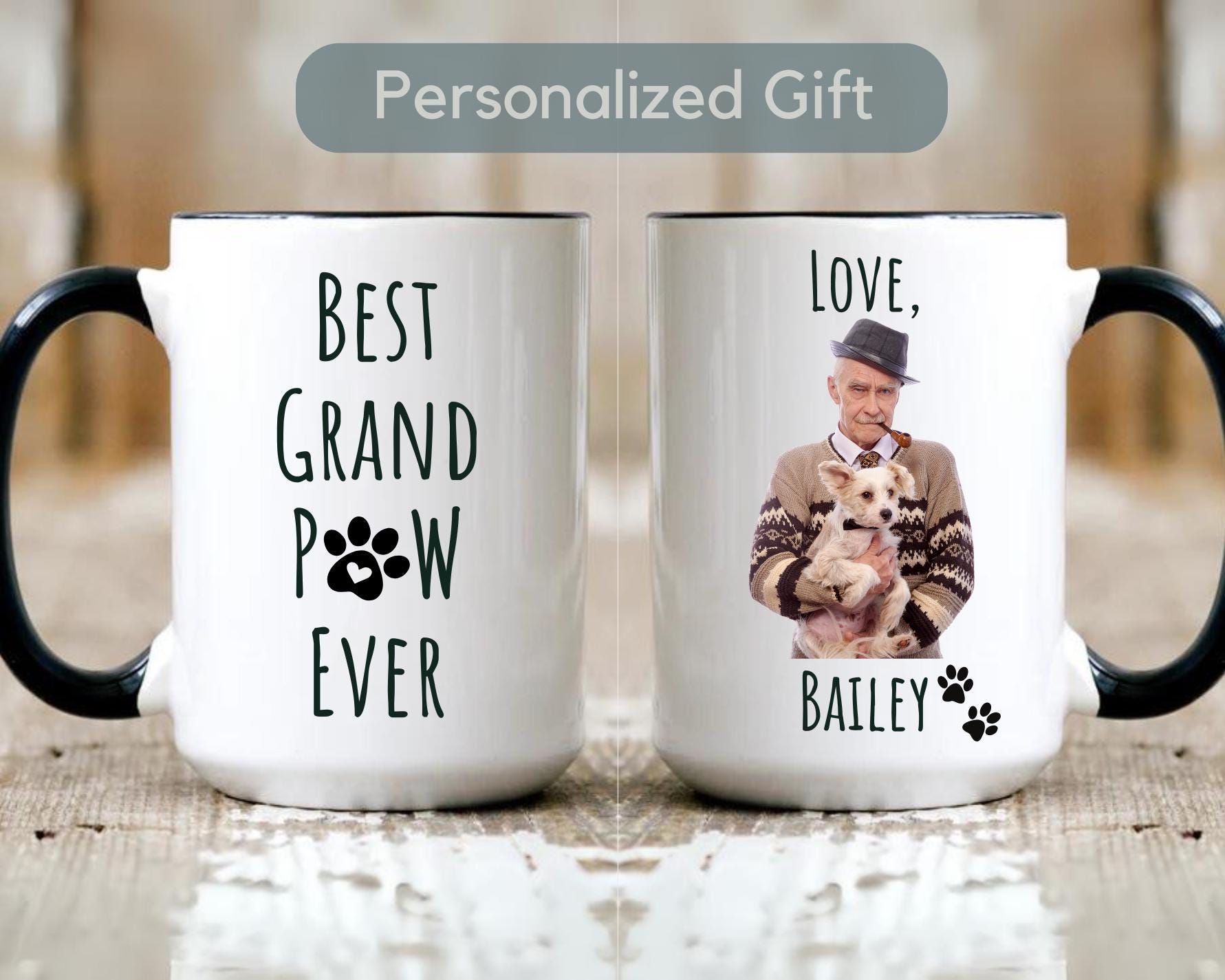 Personalized Grandpaw Mug Gift Custom Photo Mug Dog Grandpa Gift, Best Dog Grandpa Grandpaw Father's Day Mug Gift from Dog Grandma Mug Gift