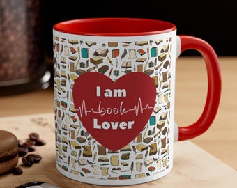 Mug for book lover Gift personalised mug, hidden library mug Gift for reader, custom book mug, mug and coaster, gift for reader, custom mug