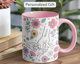 Taza personalizada para abuela, regalo para abuela, regalos personalizados para abuela, nombres de nietos, cumpleaños de abuela, día de la madre.