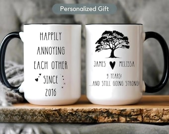 Personalized 9th Anniversary Willow Mug Gift Anniversary Mug, Willow Tree 9 Year Anniversary Personalized Mug, 9th Anniversary Gift for Her