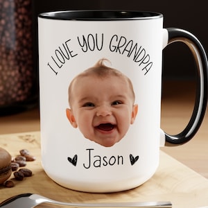 Kundenspezifische Baby-Gesichts-Foto-Tasse für Opa Geburtstag Personalisierte Gesichtstasse Benutzerdefinierte erste Mal Großeltern-Foto-Tasse Ich liebe dich Großeltern-Tasse