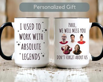 Tazza personalizzata per collega in pensione, regalo per collega in pensione, lavoravo con leggende, regalo per uomini e donne che lasciano il lavoro, tazza con volto personalizzato