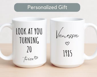 Personalized 40th Birthday Gift for Women, 40th Birthday Mug, Personalized B-Day Gifts Funny 40th cup Custom Presents For 40 Year Old Woman