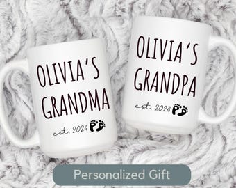 Gepersonaliseerde eerste keer oma mok nieuwe oma cadeau eerste kleinkind nieuwe grootouders mok cadeau zwangerschap aankondiging cadeau voor grootouders