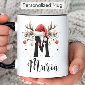 Personalized Christmas Name Mug Gift Monogrammed Reinder Christmas Mug Gift Personalized Christmas Family Mug Custom Christmas Mug with Name
