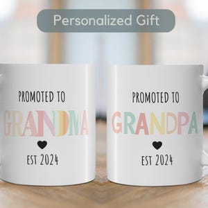 Personalized Pregnancy Announcement Grandparent Mug Set Custom Promoted from Parents to Grandparents Gift for New Grandma Grandpa Mug Set