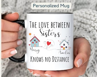 Taza personalizada para hermanas, regalo para hermanas de larga distancia, regalo de cumpleaños para hermanas, hermana mayor, hermana pequeña, mejor hermana, taza para mudanza.