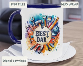Best Dad Ever Mug Wrap Gift Dad 11oz Mug PNG Father's Day Mug Mechanic Dad Mug Wrap Dad Wrap Template Sublimation Design Instant Download