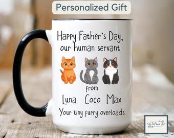 Custom Father's Day Cat Mug Gift Personalized Happy Father's Day Human Servant Custom Dad Mug Cat Dad Gift Funny Cat Mug Gift for Cat Daddy