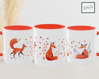 Fall Mug with Cute Red Fox Gift Autumn Leaves Mug Gift Harvest Season Drinkware for Cozy Fall Mornings Fall Leaves Forest Design Fox Lovers
