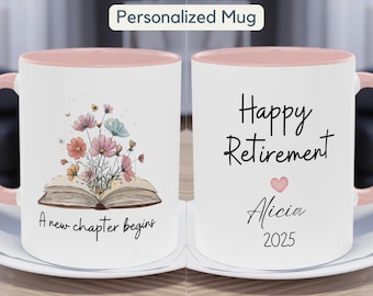 Taza de jubilación personalizada, regalo de jubilación, taza de café jubilada, regalos personalizados para mujeres, compañeras de trabajo, jefas, maestras jubiladas.