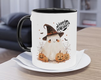 Halloween Pumpkin mug gift, halloween ghost mug witch cauldron for witchy woman gift, fall mug gift, cottagecore coffee mug witch herbs mug