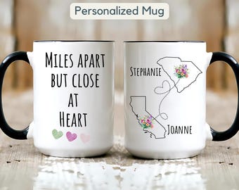 Personlig kaffemugg för långdistansvänskap, gåva, personlig långdistansmugg för vänskap