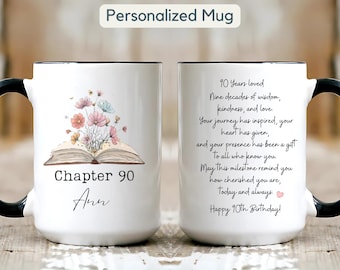 Gepersonaliseerde 90e verjaardag oma mok negentig jaar geliefd bloemdessin mok 90e verjaardag mok cadeau aangepast cadeau voor oma mok verjaardagscadeau