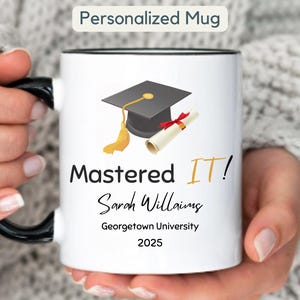 Mug personnalisé Masters diplôme cadeau de remise des diplômes pour elle, lui l'a maîtrisé Mug 2025 diplôme master MBA Mug cadeau diplômé 2025