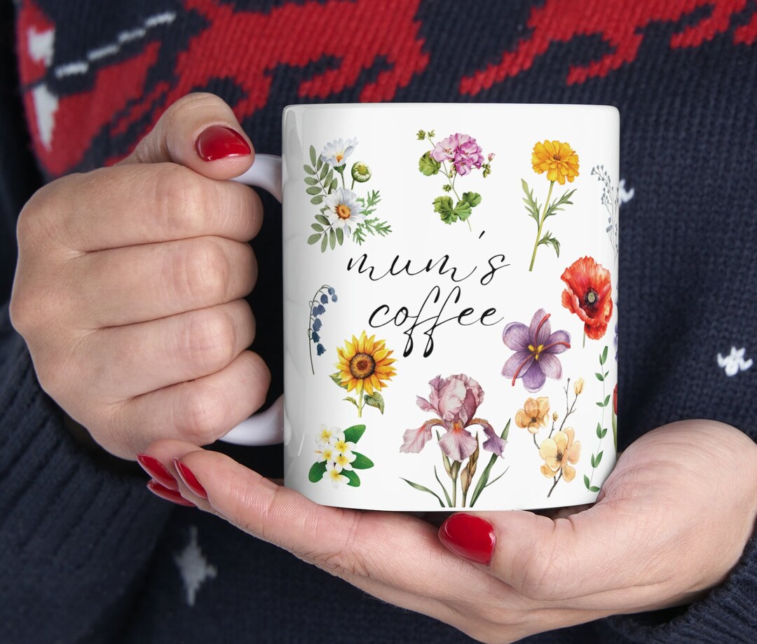 Custom Boho Wildflowers Cottagecore Mug Gift Pressed Flowers Mug Pastel ...