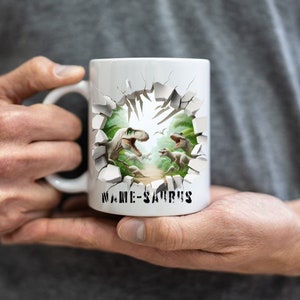 Personalized Dinosaur 3D Effect Mug Gift T-rex Mug Funny Coffee Mug Trex Dinosaur Mug Funny Gifts for Her, Gifts for Him Dinosaur Lover Gift