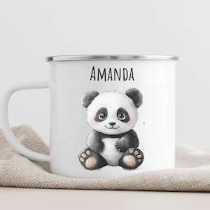 Custom Panda Mug Gift for Panda Lovers, Personalized Wildlife Mug Gift Mother&#39;s Day Gifts, Funny Panda Gifts, Enamel Name Mug Christmas Gift