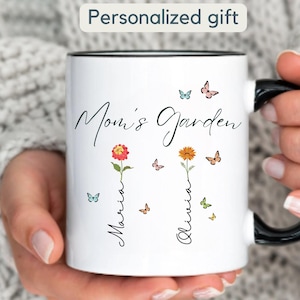 Kundenspezifische Geburtsblumen-Tasse Mama Geschenk Personalisierte Omas Garten-Kaffeetasse mit Namen Muttertag Becher Geschenk für Oma Einzigartige Mama-Kaffeetasse
