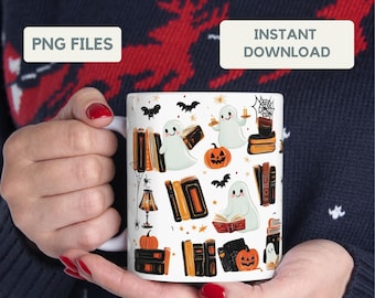 LeseGeist Becher Halloween Einweihungsparty Geschenk Geist Becher Wrap Gespenstisch Bücherwurm Halloween Buch Liebhaber Tasse Geschenk Becher Sublimation Design