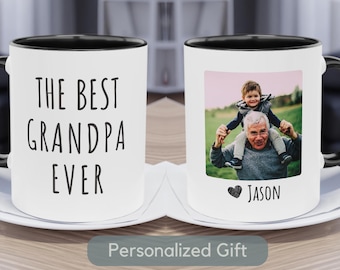 Personalized Best Grandpa Ever Mug Gift Custom mug baby face Personalized with photo Children First Time Grandpa Photo Mug New Grandpa Gift