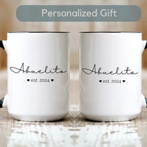 Personalized Abuelita and Abuelito Mug Gift New Grandparent Pregnancy Announcement Gift from Grandkid Spanish Grandma Gift Grandpa Christmas