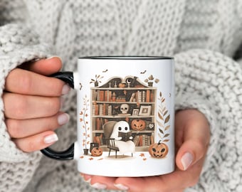 Halloween Ghost Mug Housewarming Party Gift Ghostly Bookish Mug New Home Present Sister Gift Office Coworker Gift Halloween Book Lover Cup