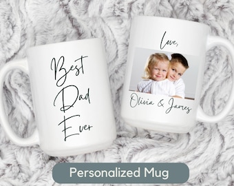 Gepersonaliseerde mok cadeau beste vader ooit Gepersonaliseerde fotomok voor papa Mok met afbeelding Custom fotomok voor kinderen Aangepaste mok vaderdag cadeau