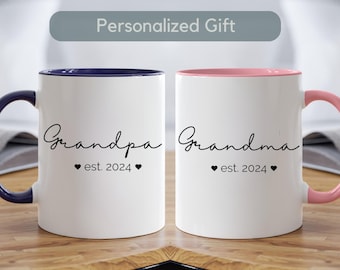 Gepersonaliseerde nieuwe oma opa mokken nieuwe grootouders zwangerschap aankondiging cadeau van baby gepromoveerd tot oma eerste keer opa est cadeau