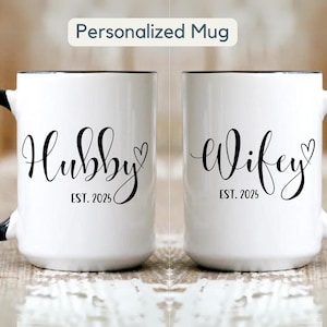 Caneca personalizada Sr. e Sra. Marido e esposa caneca de casamento personalizada, nova noiva e noivo marido e mulher café noivado presente de casamento para casal