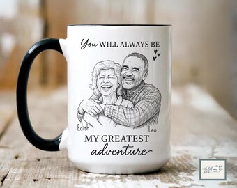 Personalisierte Sie sind mein größtes Abenteuer Becher Geschenk Paar Jahrestag Kaffeetasse Geschenk für sie Hochzeitstag Becher Geschenk Muttertagsgeschenk