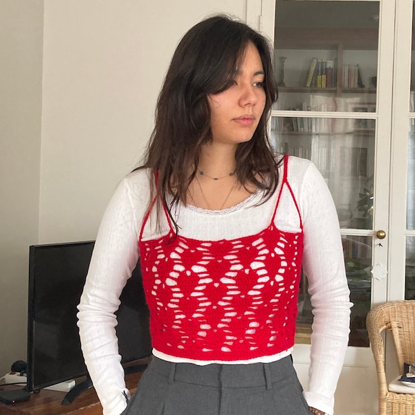 Crochet Pattern: heart top, valentine top tutorial, ENGLISH + FRENCH, graphic pattern available