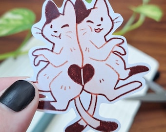 Gemini Cat Zodiac Sticker: Water-Resistant Astrology Vinyl Sticker