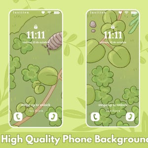 Clover Road Set of 2 Phone Wallpapers: Green Cozy Phone Backgrounds For Plant Lovers