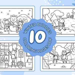 Winter Buddies Coloring Set: 10 Cozy Coloring Pages For Adults And Kids