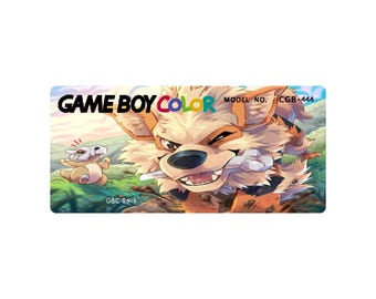 Arcanine y Cubone / Pegatina trasera laminada brillante para Game Boy Color / Personalización gratuita