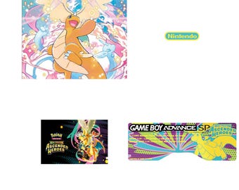 Juego de etiquetas temáticas de Héroes Ascendidos para Game Boy Advance SP - Acabado brillante, metalizado u holográfico / Personalización gratuita
