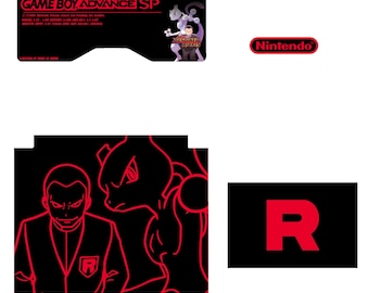 Gameboy Advance SP - labelset met Destined Rivals-thema - glanzend, folie of holografisch| Gratis maatwerk