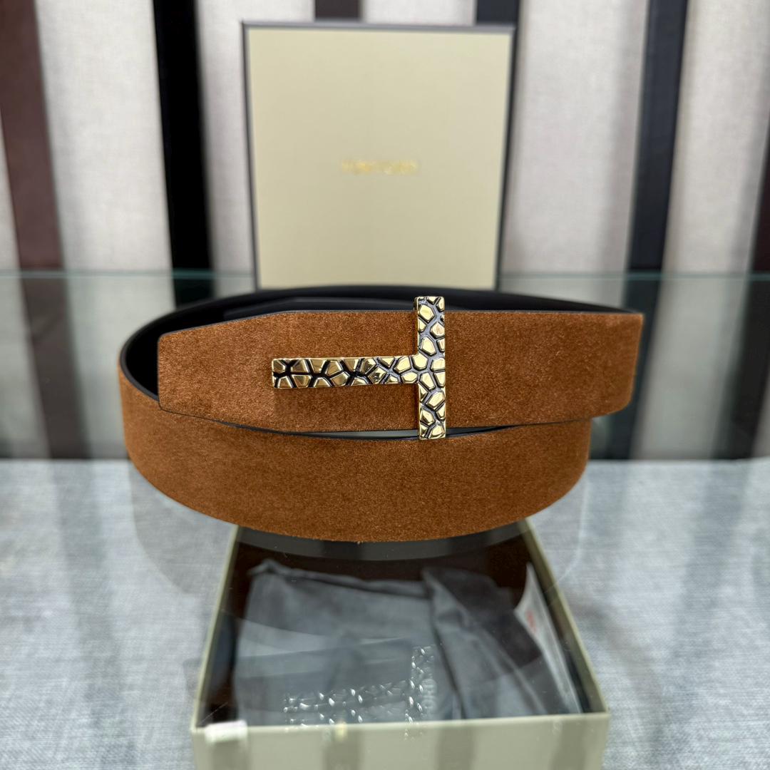 Authentic REVERSIBLE Leather T Icon Reversible Belt with