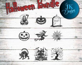 Halloween Bundle with 9 designs | SVG. PNG, DXF and more | Perfect for vinyl designs, engravings and laser