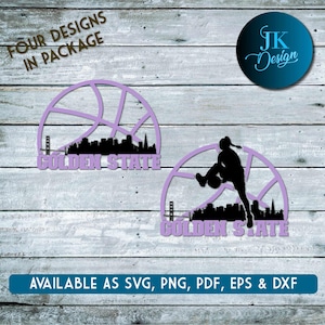 Golden State Women Basketball City Skyline para corte e - SVG, AI, PNG, Cricut e Silhouette Studio